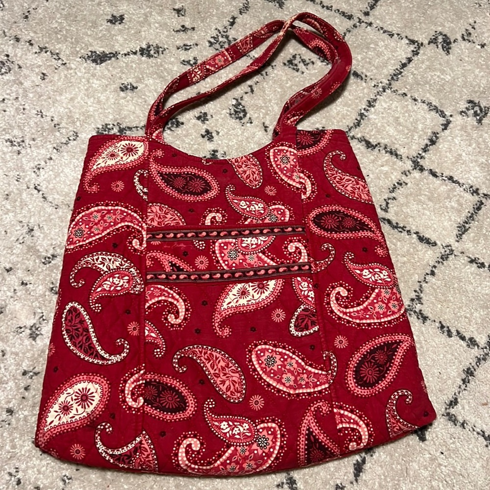 Vera Bradley Tote - Red Paisley Pattern (Vintage/Retired print)
